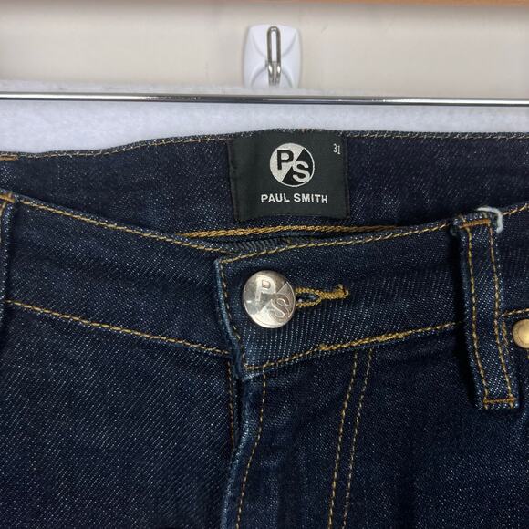 NEW PS by Paul Smith Tapered Fit Blue Dark Wash Denim Jeans 31X34 Tall - Picture 12 of 16